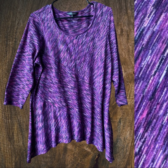 Hannah Tops - Hannah purple pink variegated handkerchief hem top